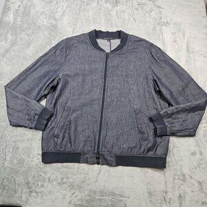Robert Barakett Jacket Mens XXL Blue Linen Blend Harrison Bomber Preppy Full Zip